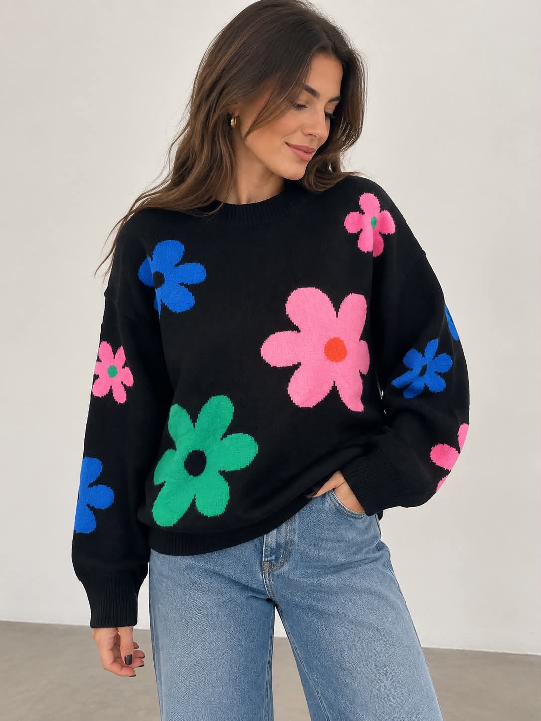 Black Bloom Knit Sweate
