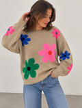 Beige Bloom Knit Sweater