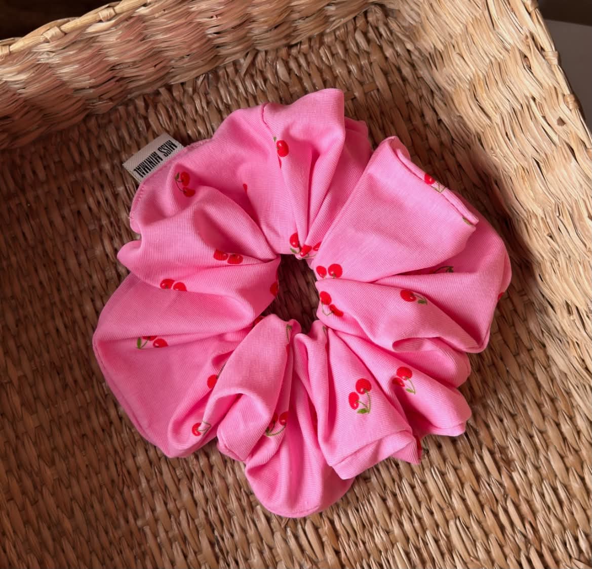 Pink Cherry Handmade Scunchie