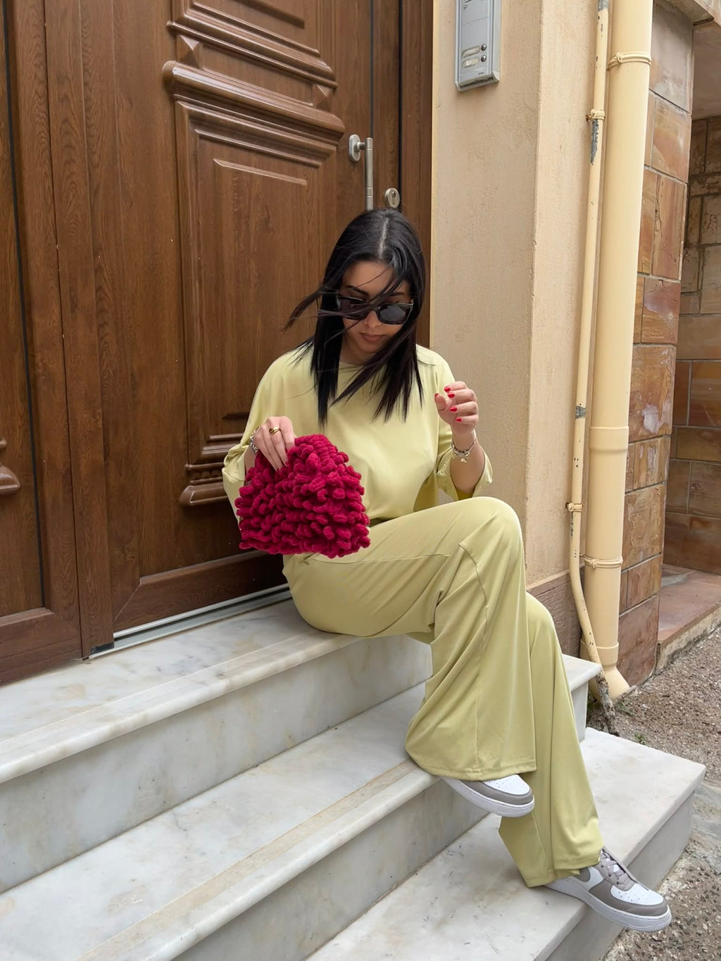 Crop Oversized Μπλούζα με Χαλαρή Εφαρμογή