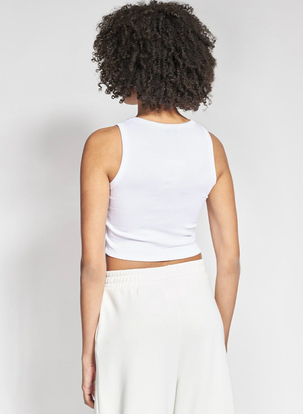Crop Top Αμάνικο με Στρογγυλή Λαιμόκοψη Λευκό