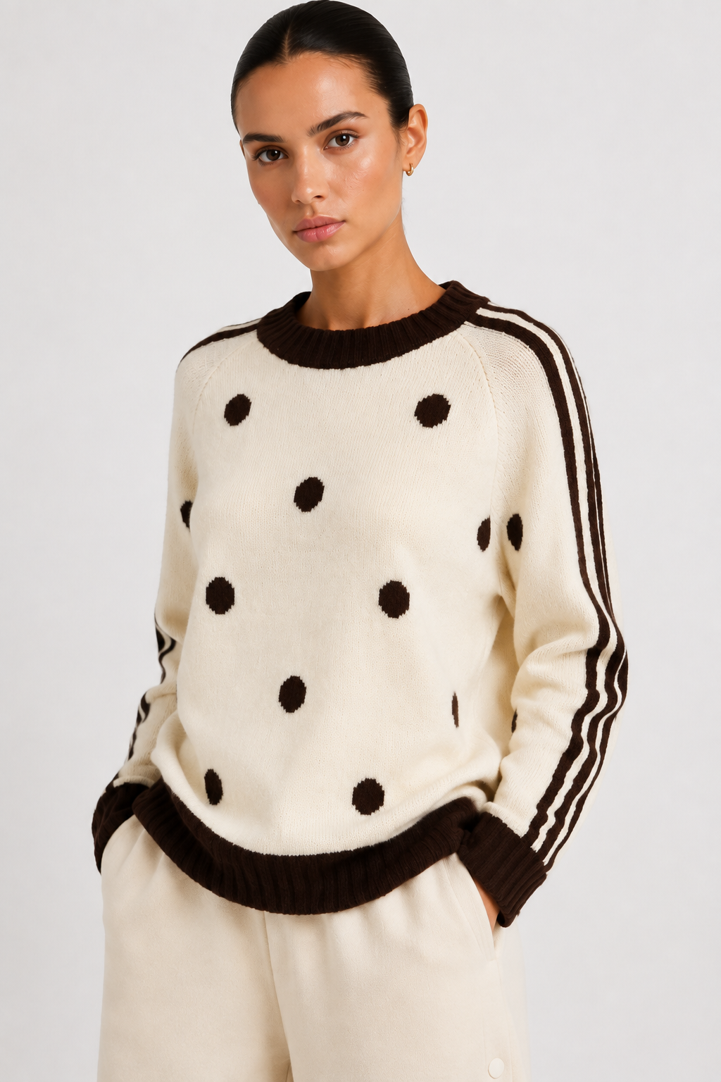 Polka Beige Knit Sweater