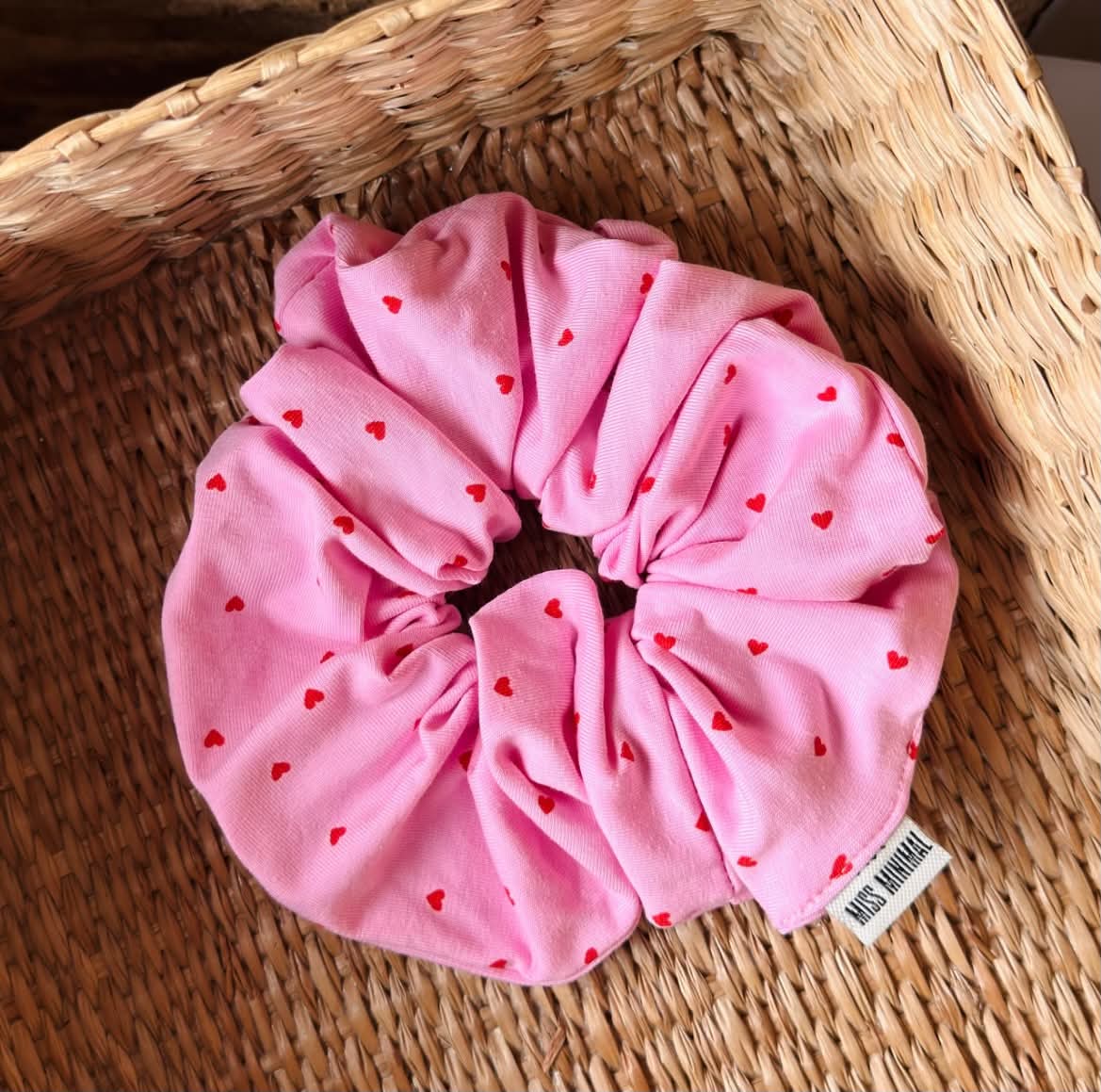 Pink Heart Handmade Scrunchie