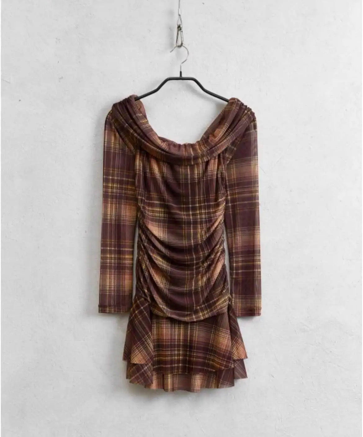 Brown Tulle Mini Dress