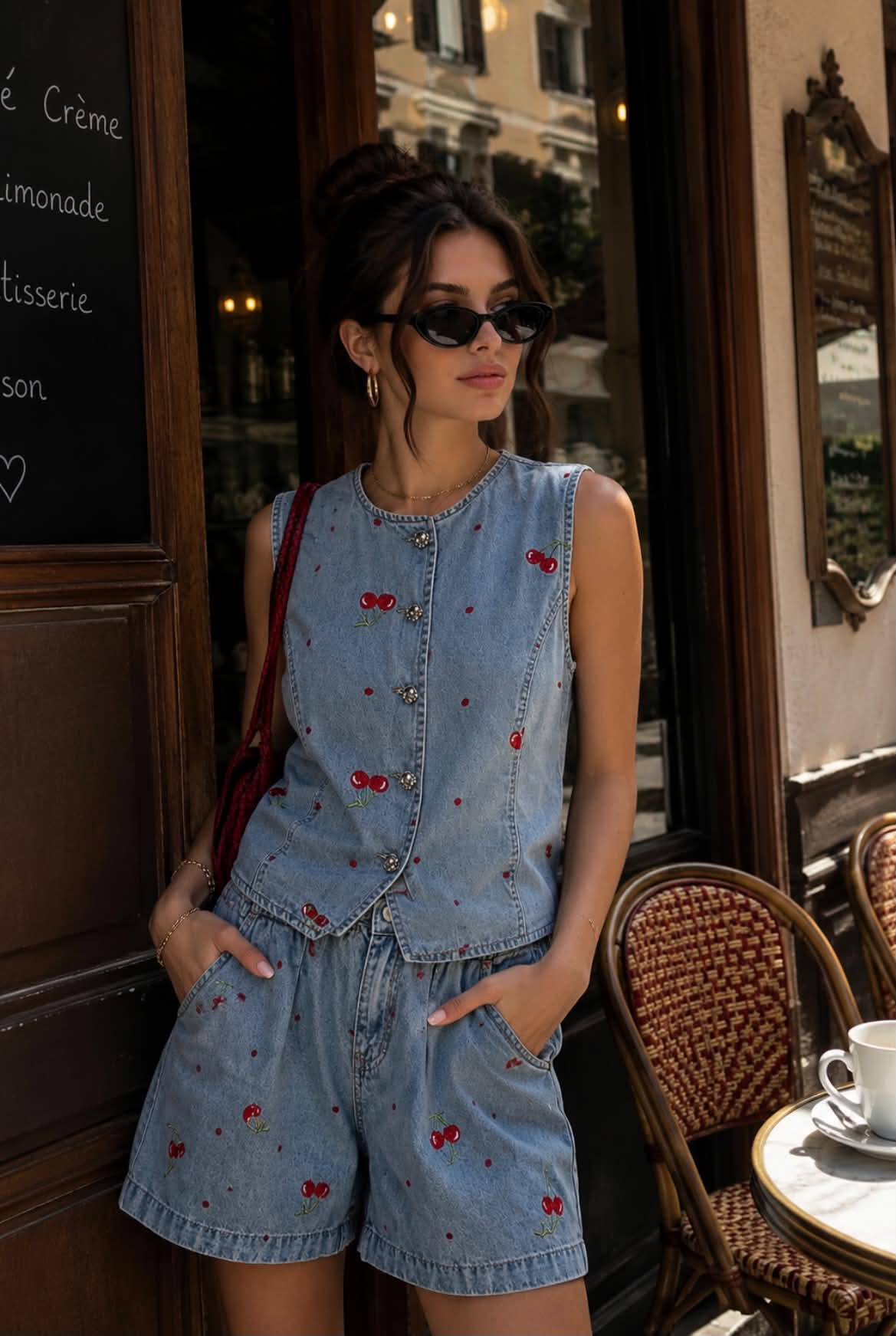 Cherry Denim Set