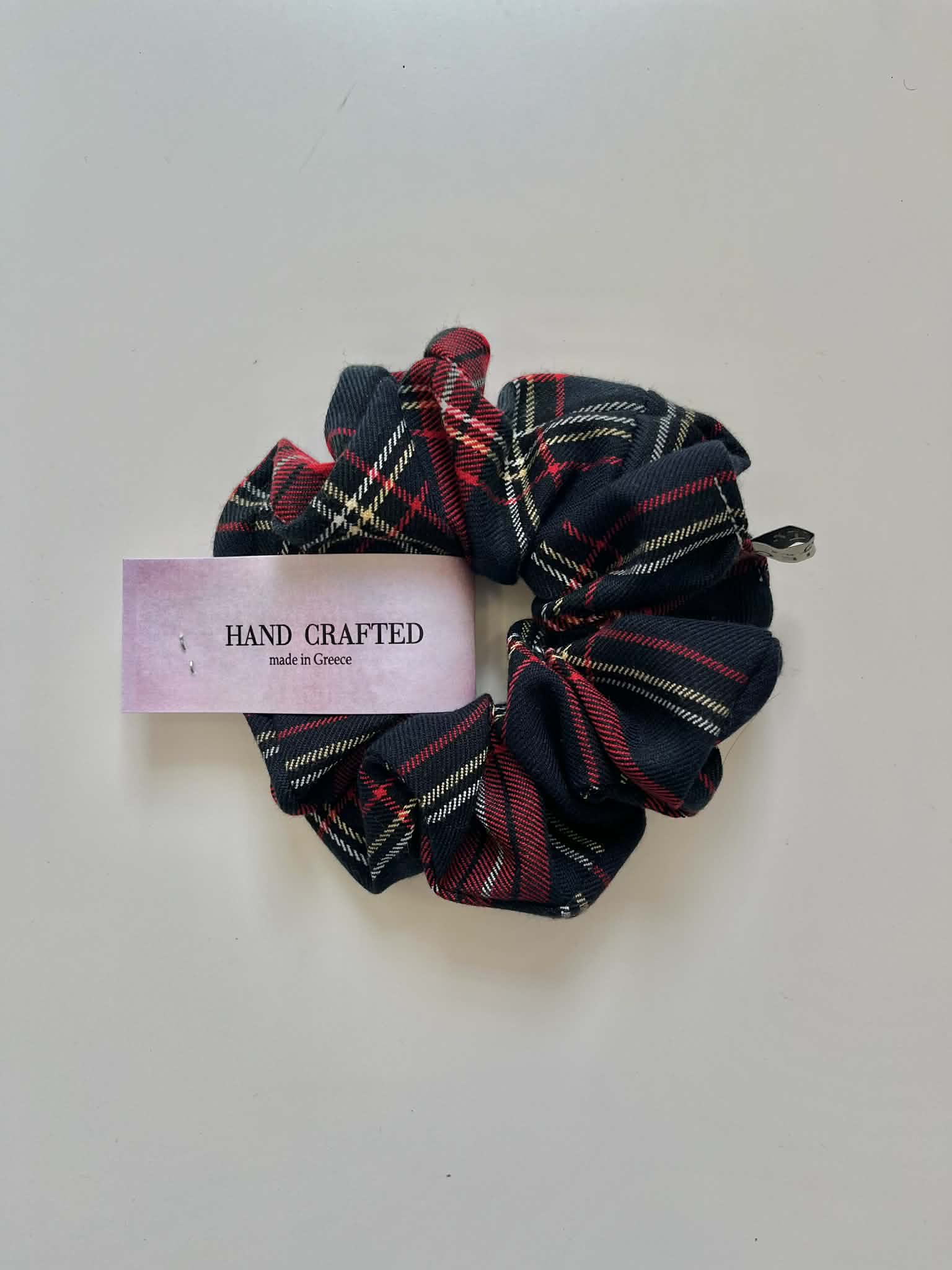 Handmade Scrunchie - Tartan Red