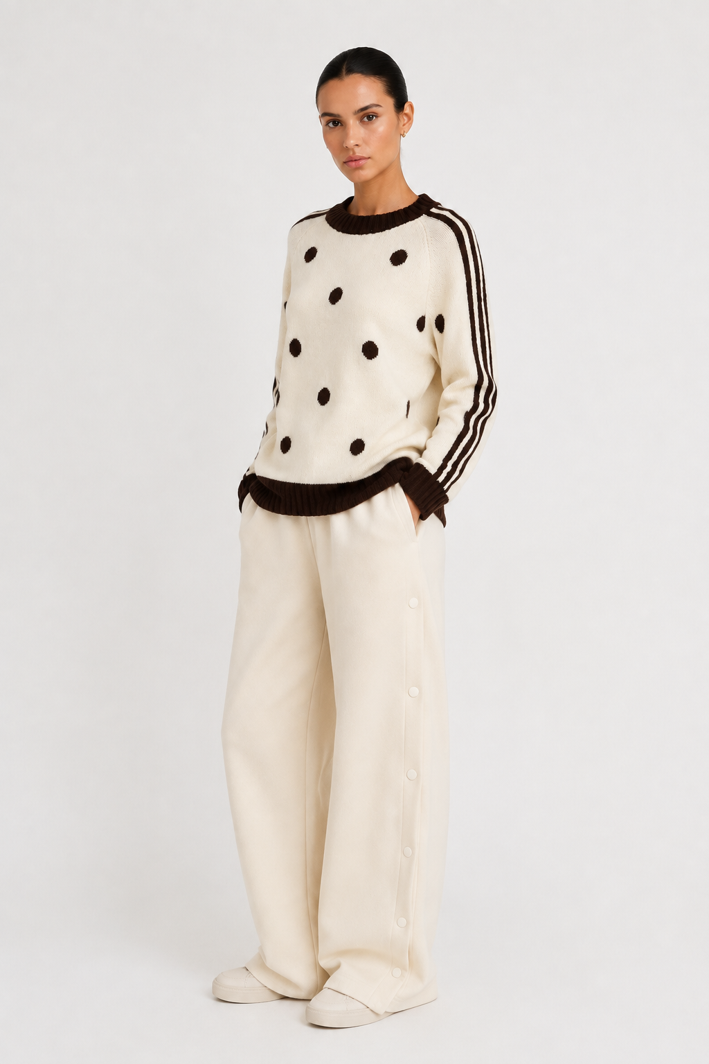 Polka Beige Knit Sweater