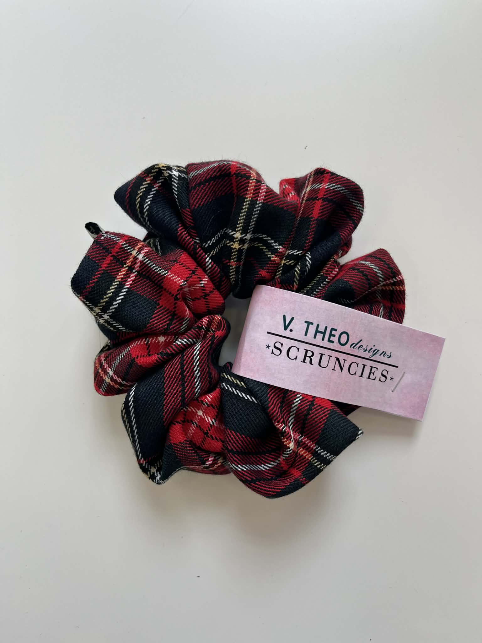 Handmade Scrunchie - Tartan Red