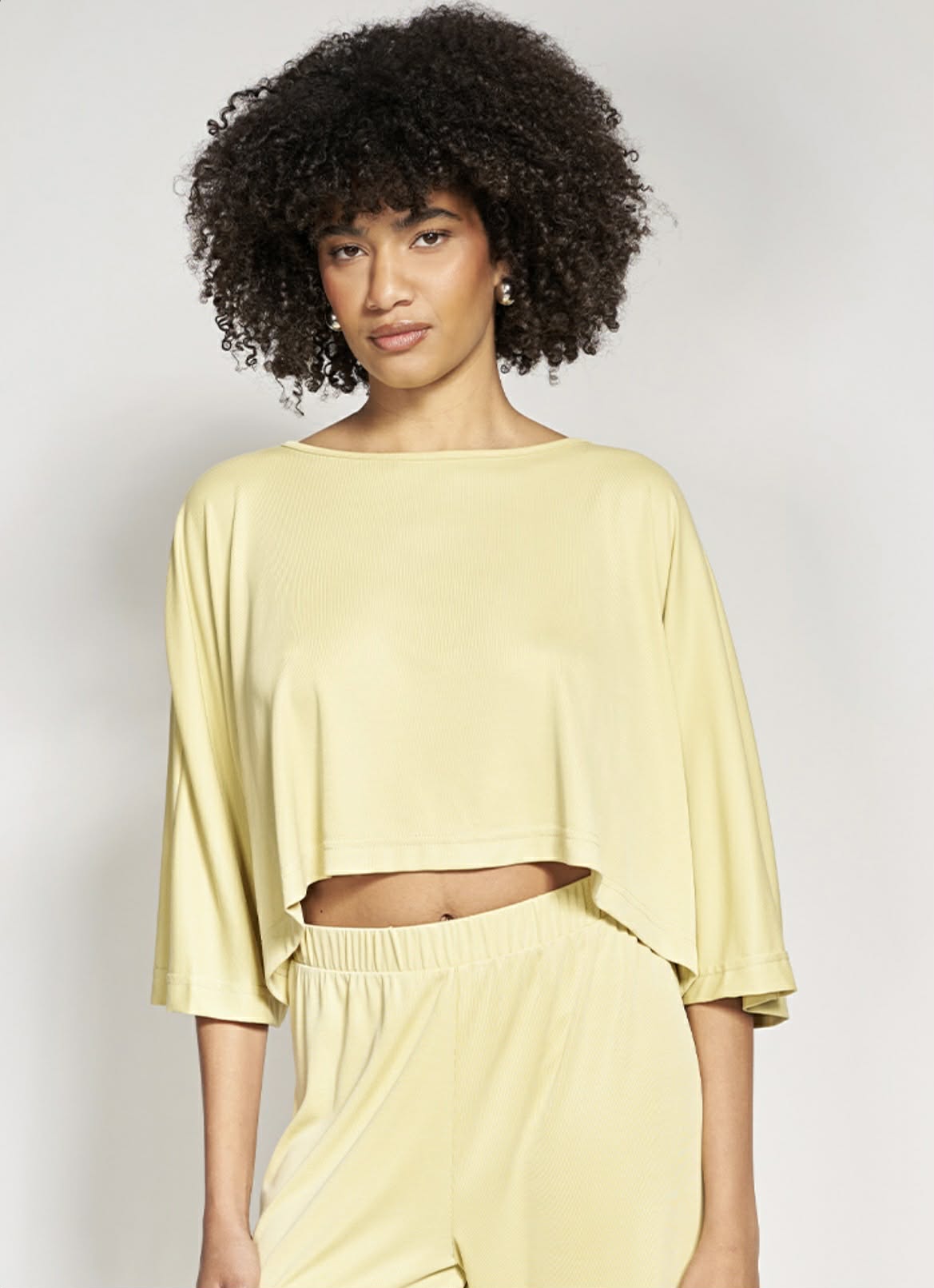 Crop Oversized Μπλούζα με Χαλαρή Εφαρμογή