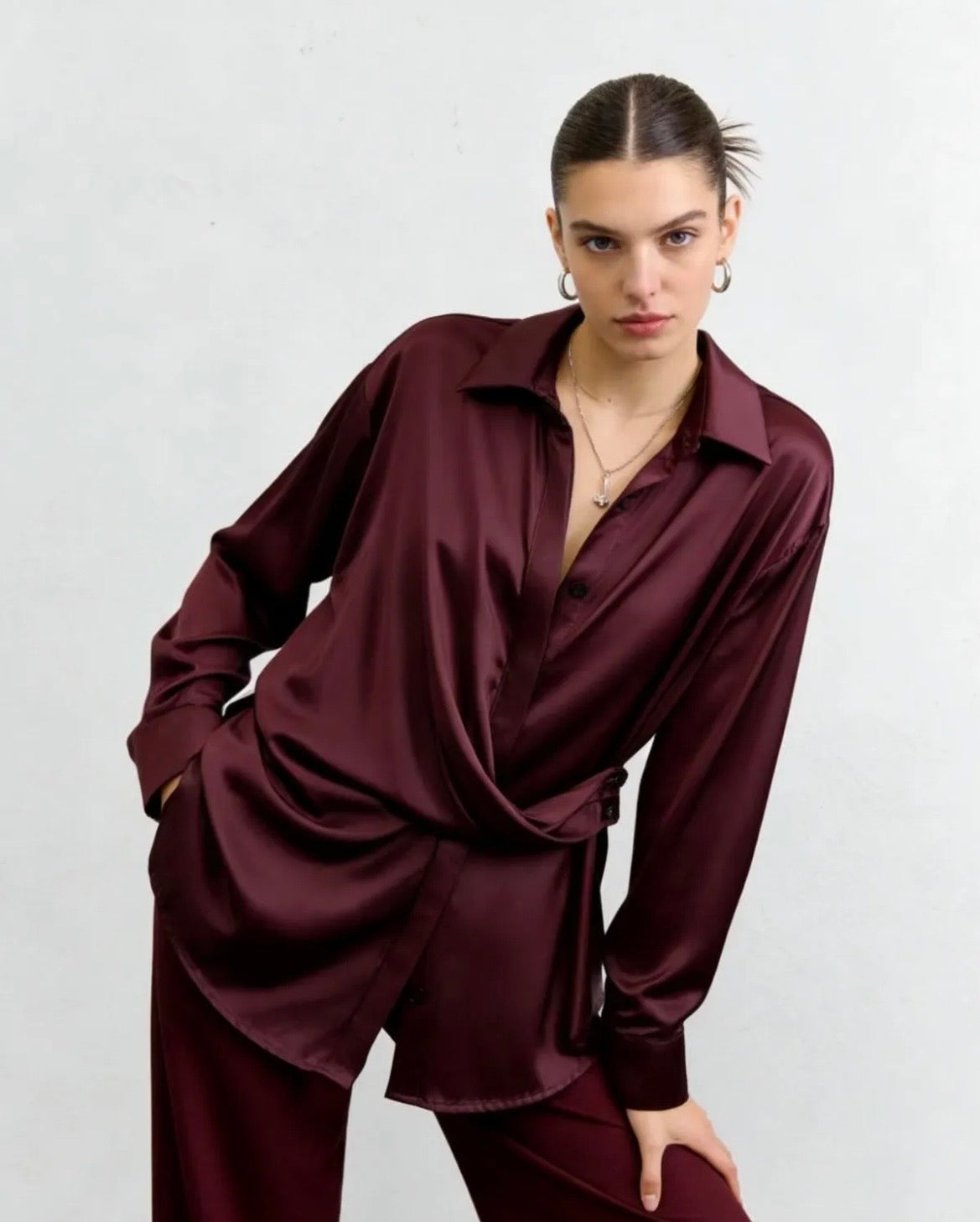 Lumina Satin Wrap Shirt