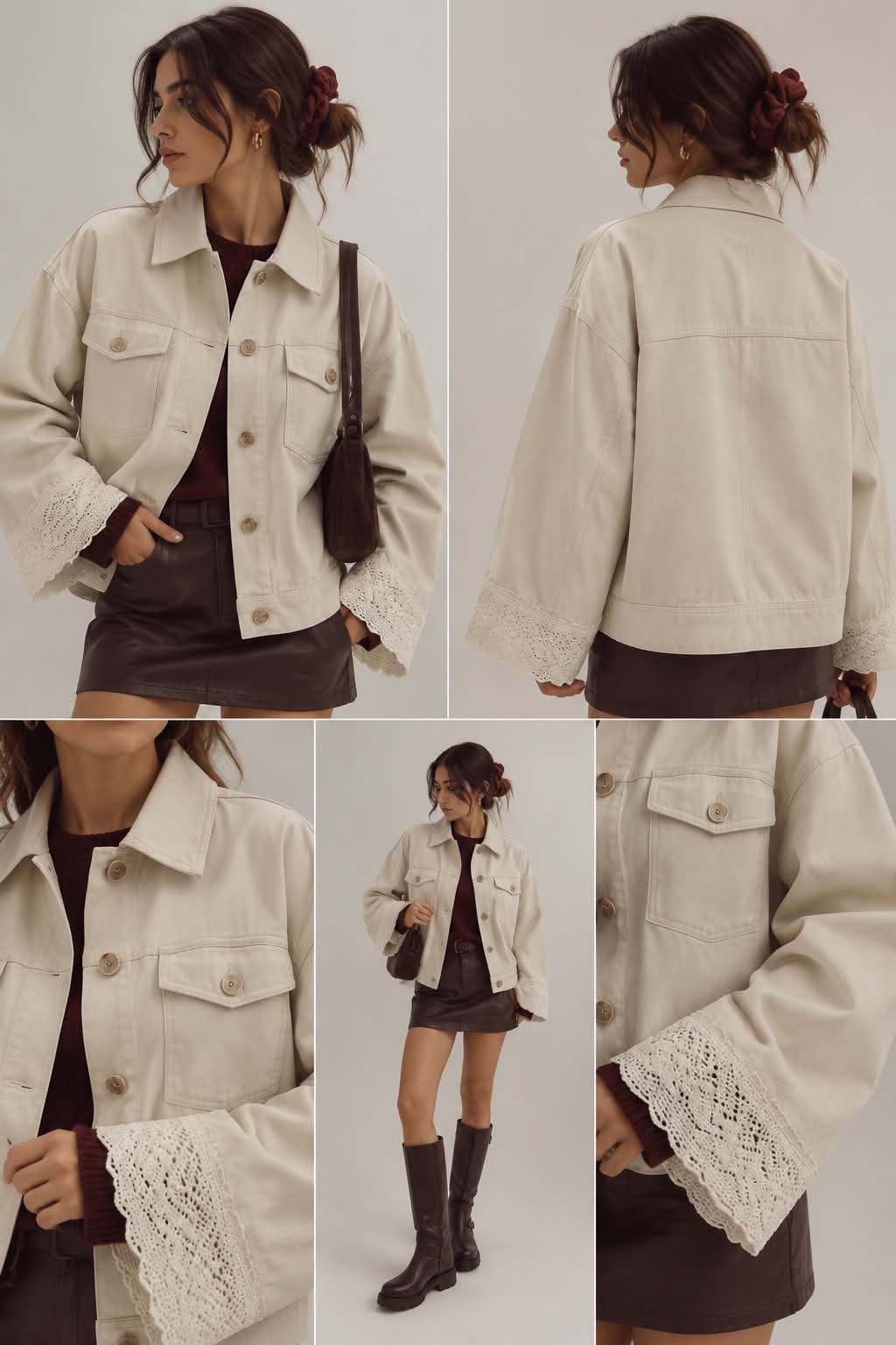 Cream Lace Detail Jacket