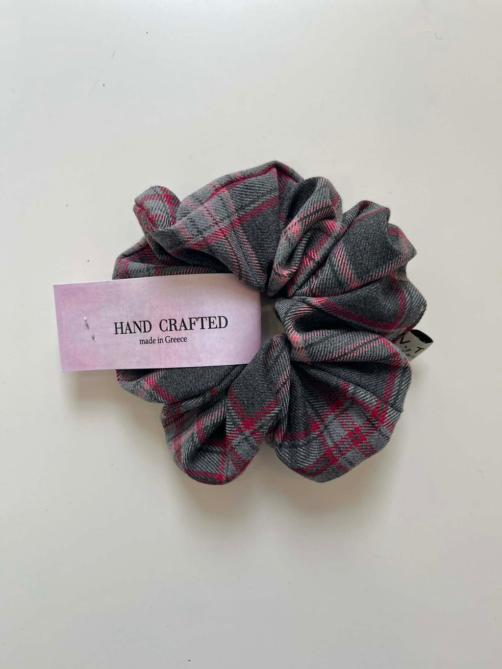 Handade Scrunchie - Check Grey