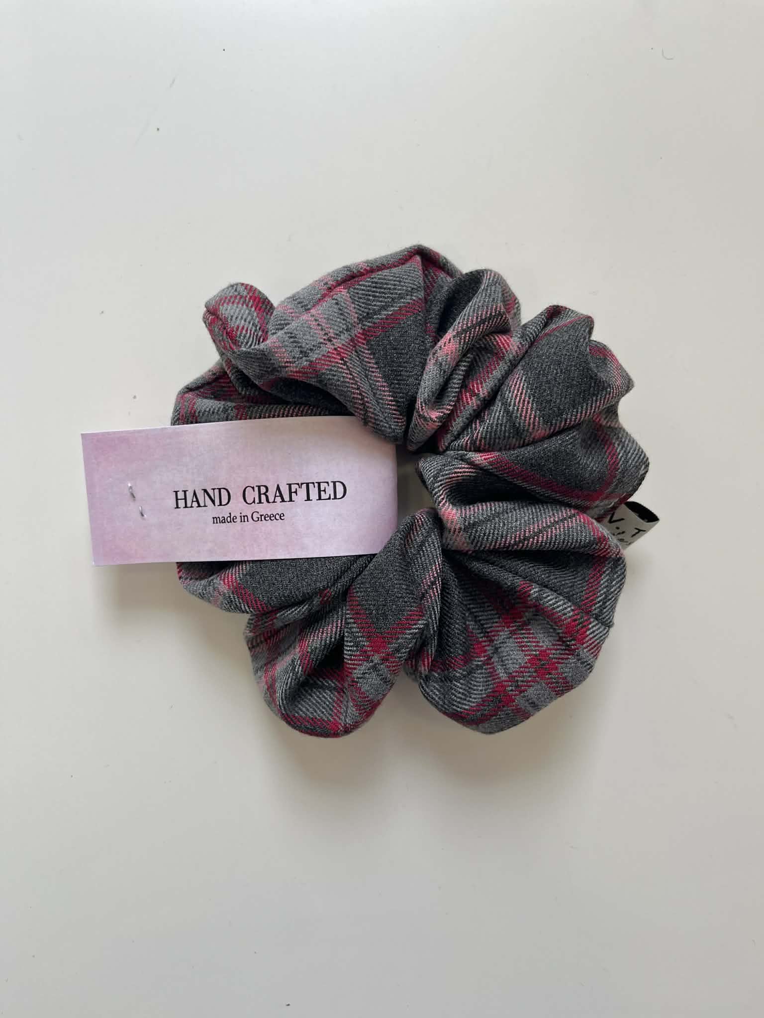 Handade Scrunchie - Check Grey