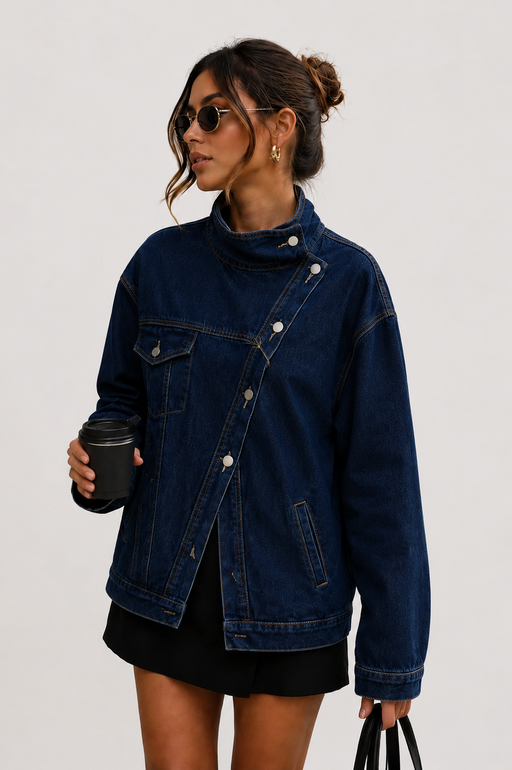 Denim Jacket με ασύμμετρο κλείσιμο