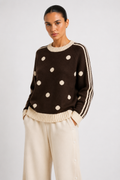 Polka Brown Knit Sweater
