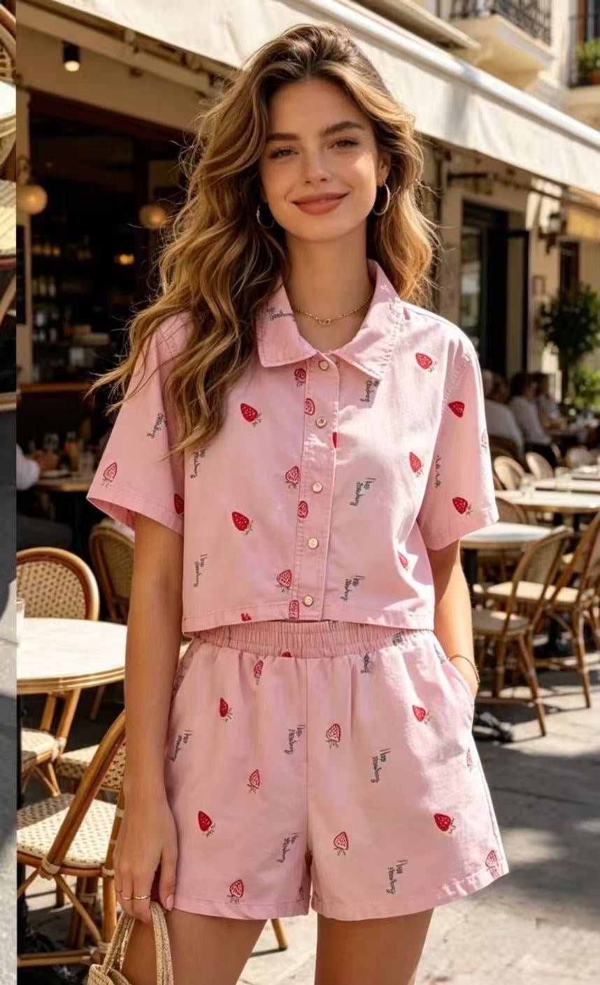 Strawberry Pink Denim Set