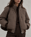 Brown Check Puffer Jacket
