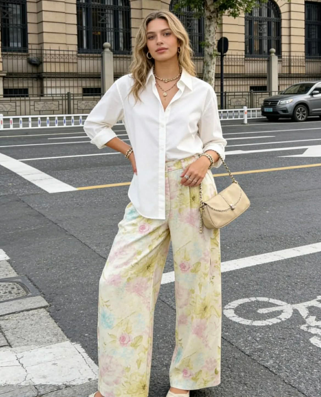 Floral Wide Leg Παντελόνι