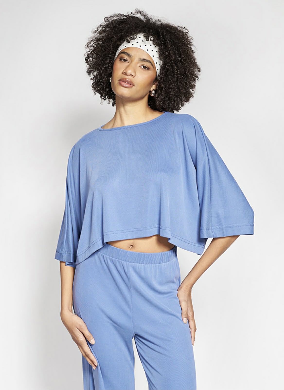 Crop Oversized Μπλούζα με Χαλαρή Εφαρμογή