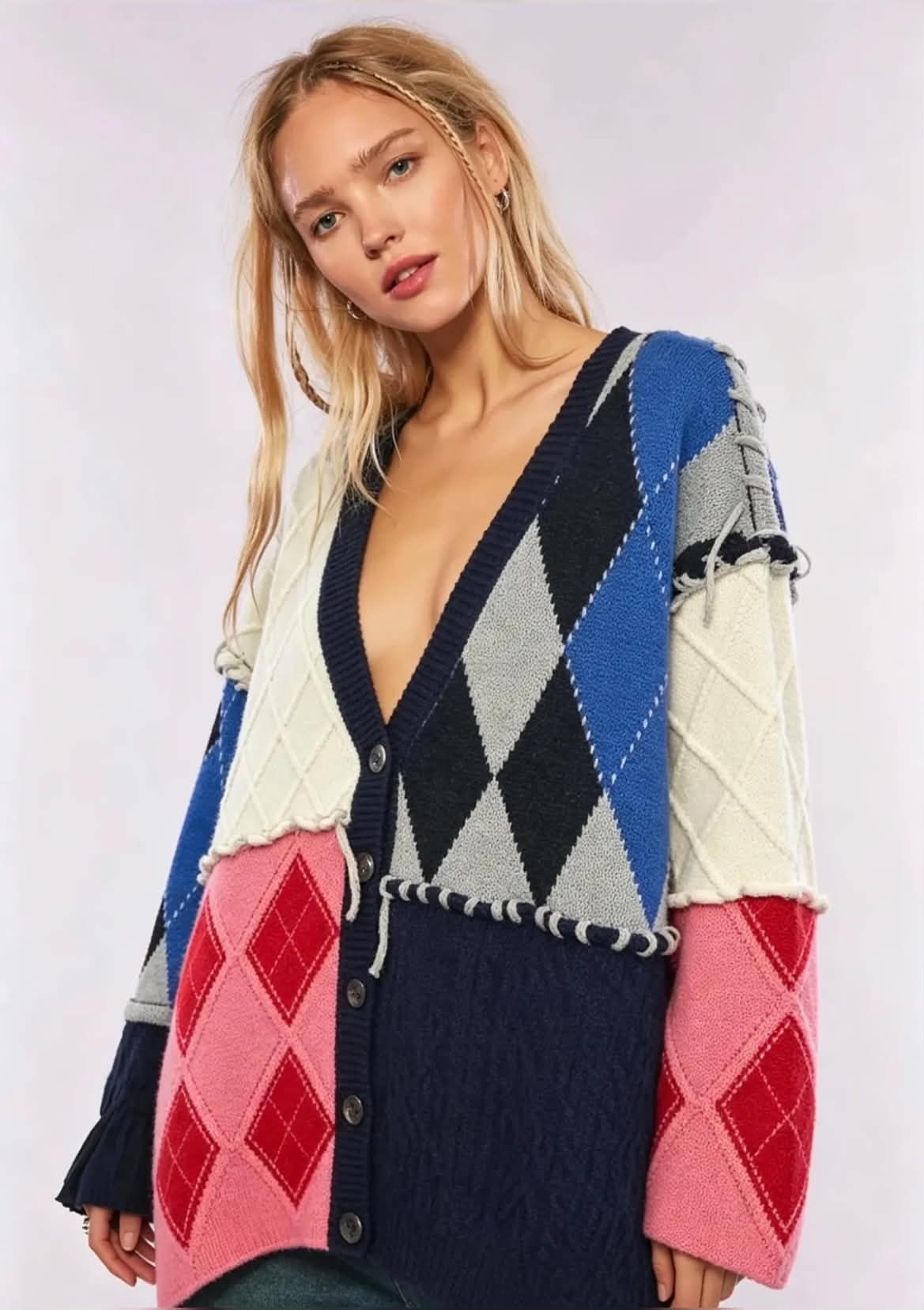 Patchwork Oversized Ζακέτα