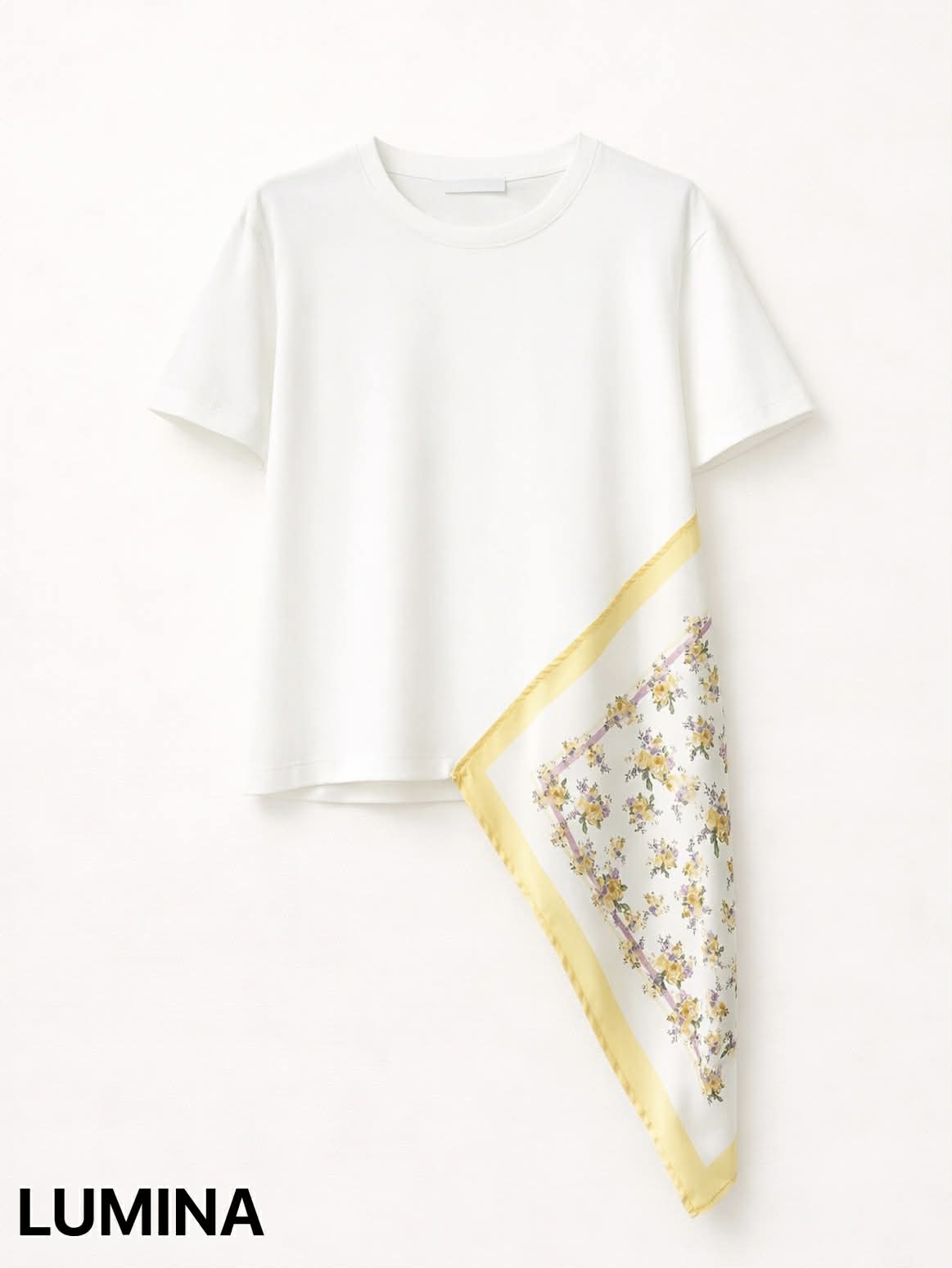 T-shirt εφέ μαντήλι κίτρινο
