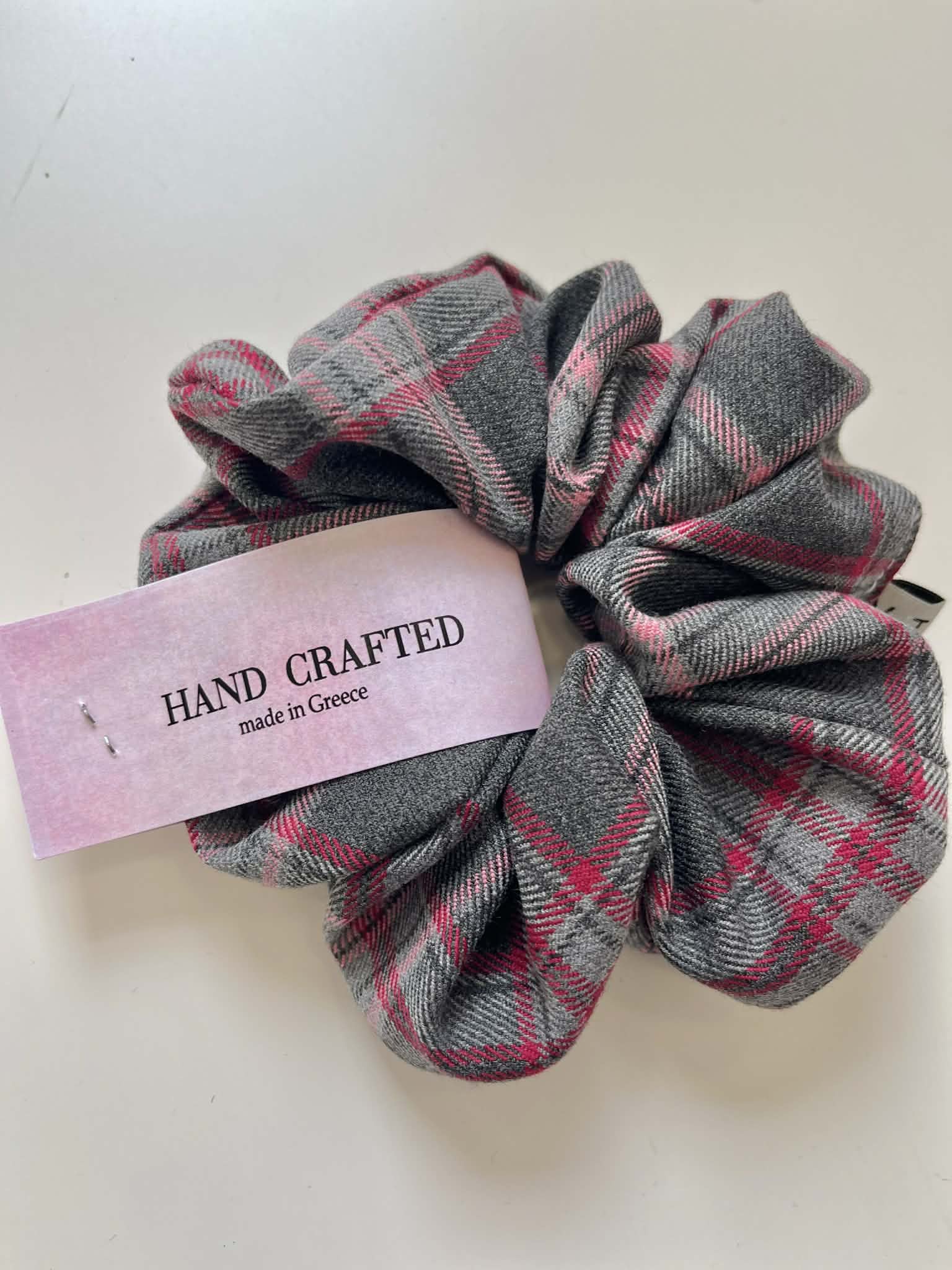Handade Scrunchie - Check Grey